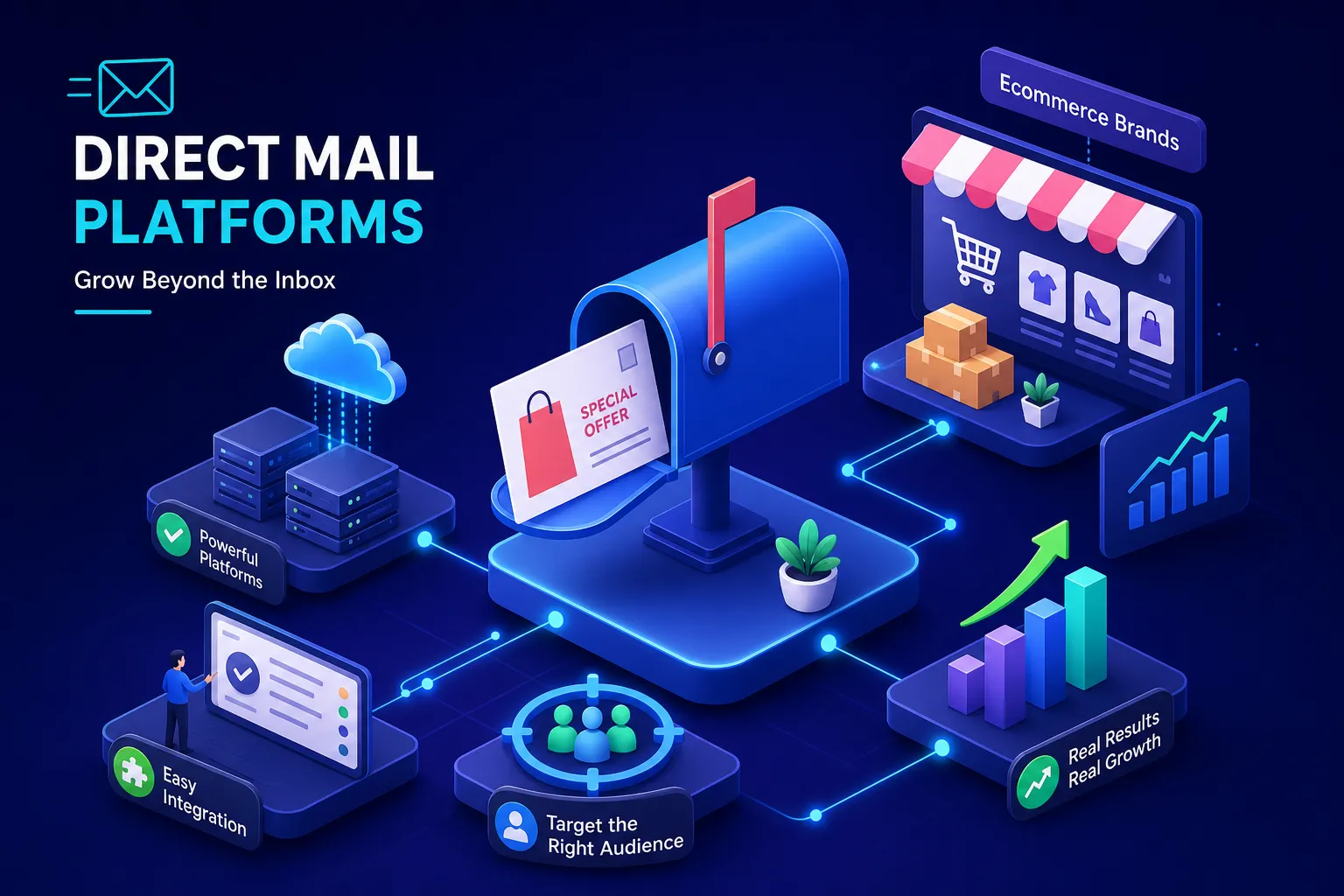 Best direct mail platforms for ecommerce brands in 2026 comparison graphic