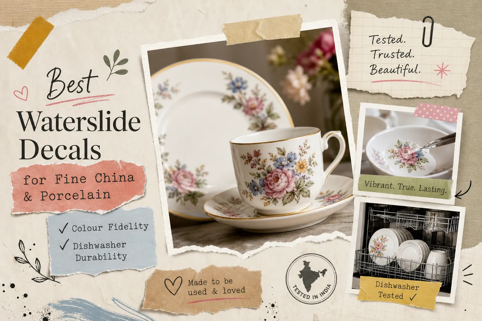 Best overglaze waterslide decals for fine china and porcelain in India tested for colour fidelity and dishwasher durability