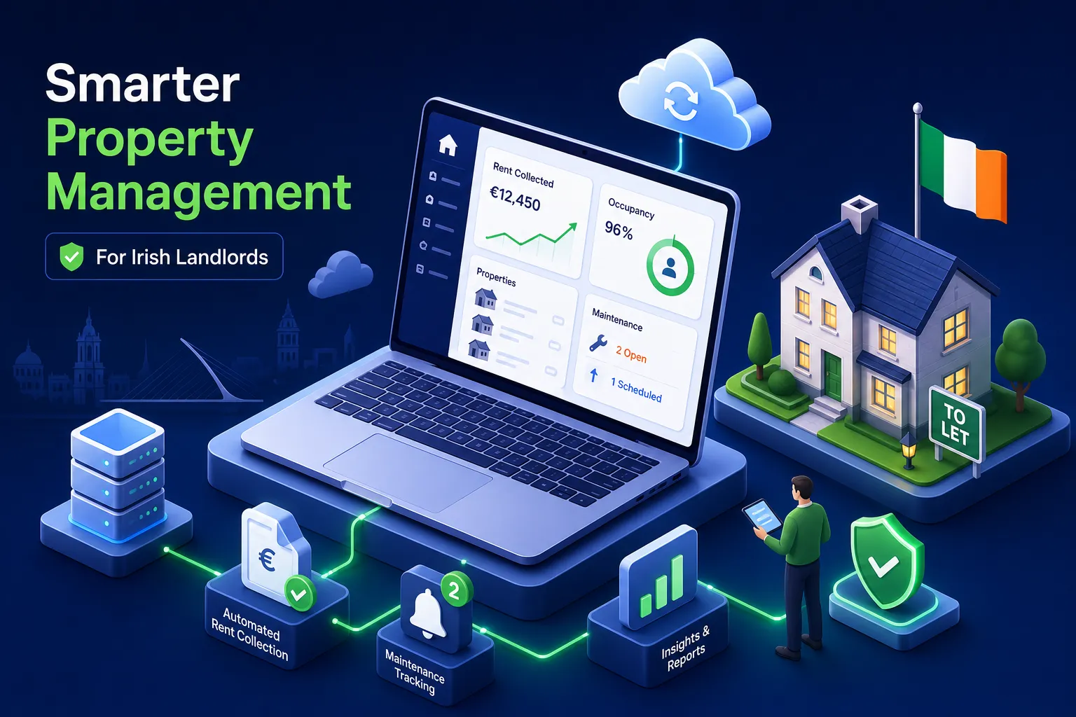 Best property management software for Irish landlords 2026, compared on RTB compliance, RPZ rent caps, open banking and pricing
