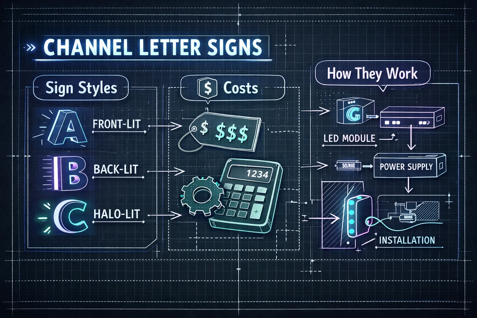 Channel letter signs: styles, costs, and how they work