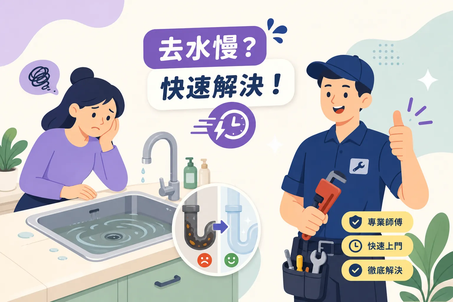 廚房鋅盤去水慢？教你找對師傅快速解決