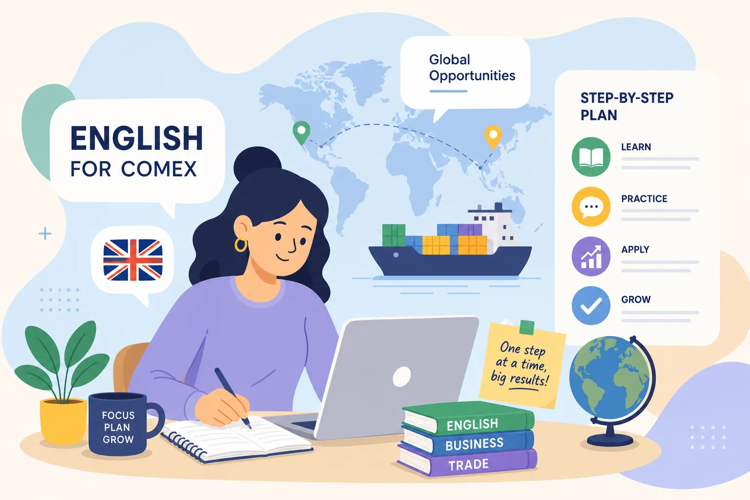 Como aprender inglês para comex: plano passo a passo