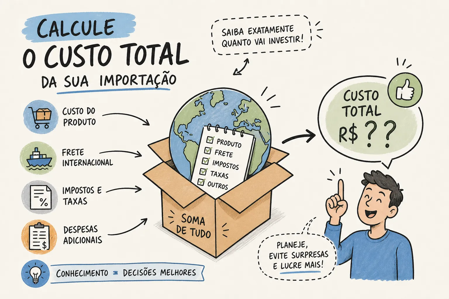 Como calcular o custo total de uma importação do exterior