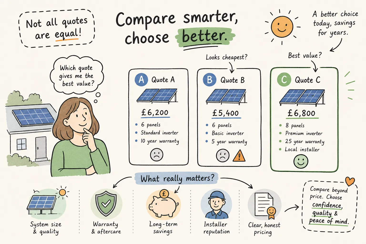 Comparing solar quotes in the UK: what really matters