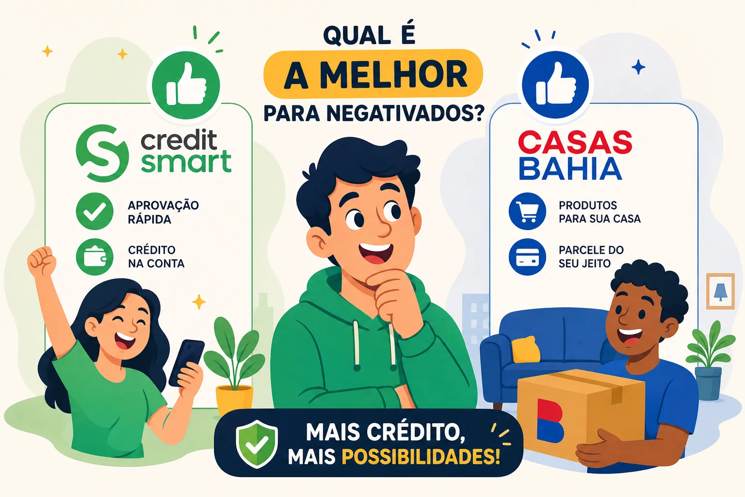 Credit Smart vs Casas Bahia: quem ganha para negativados?