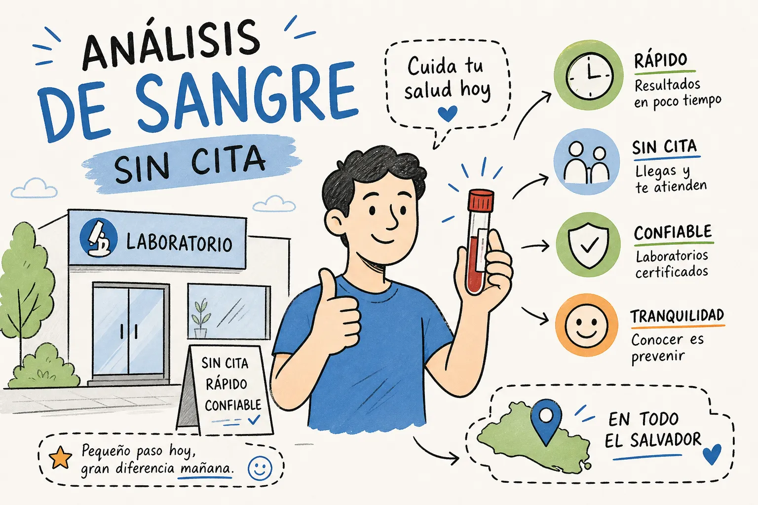 Dónde hacerte análisis de sangre sin cita en El Salvador