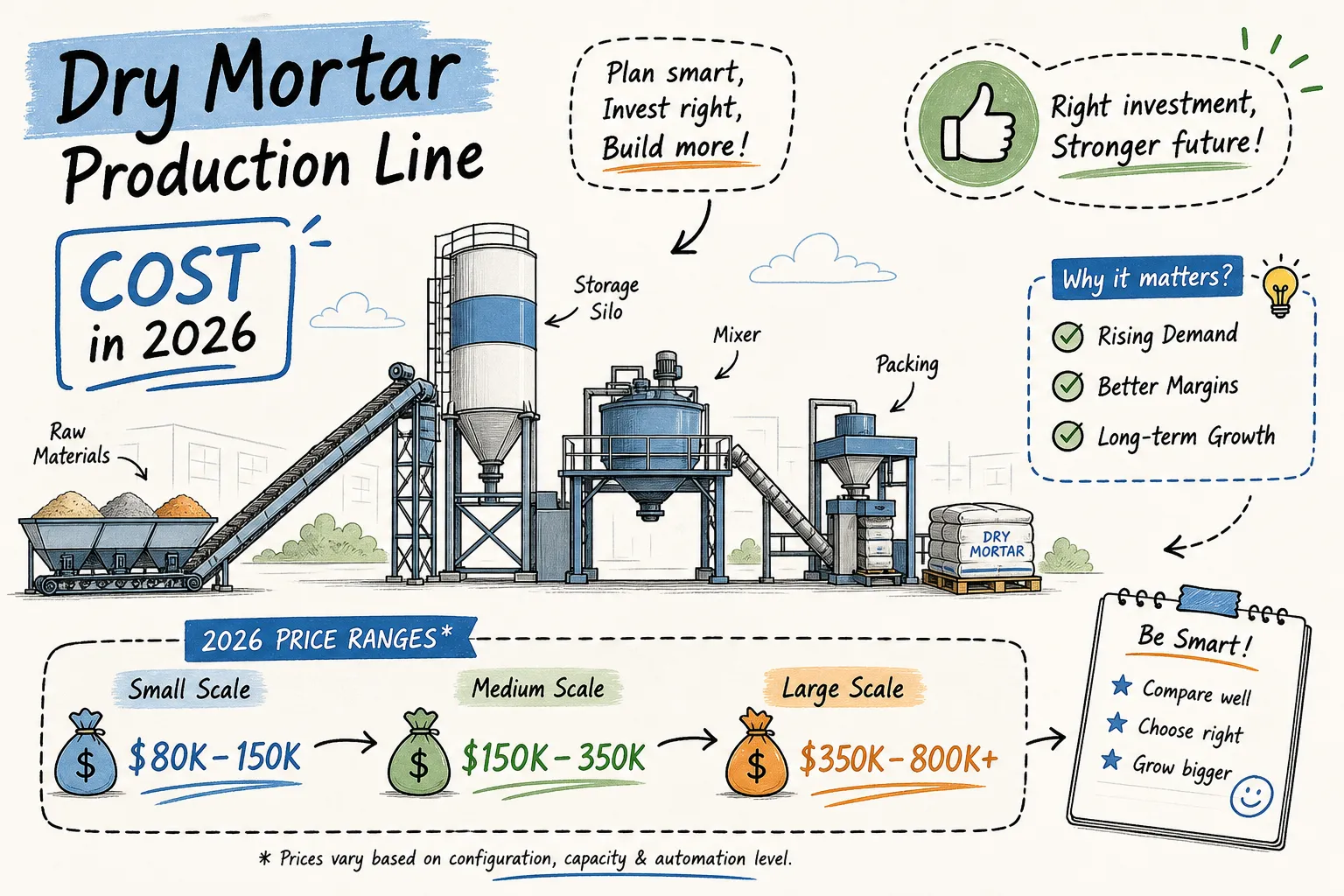 Dry mortar production line cost: real 2026 price ranges Dry mortar production line cost: real 2026 price ranges