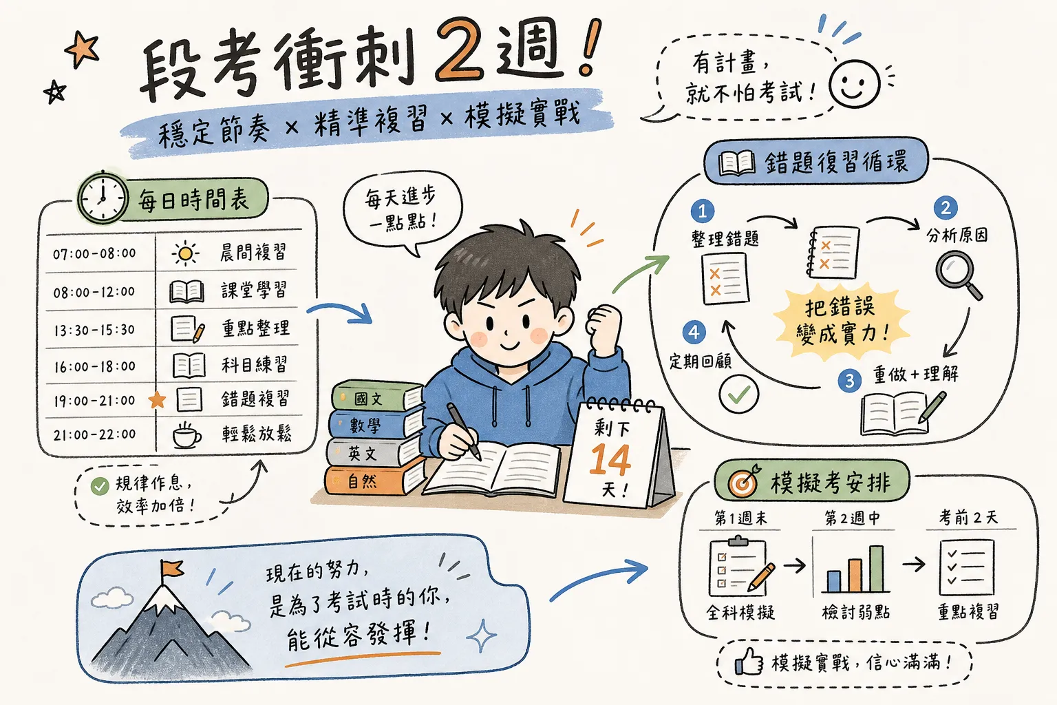 段考兩週讀書計畫、錯題複習與限時練習