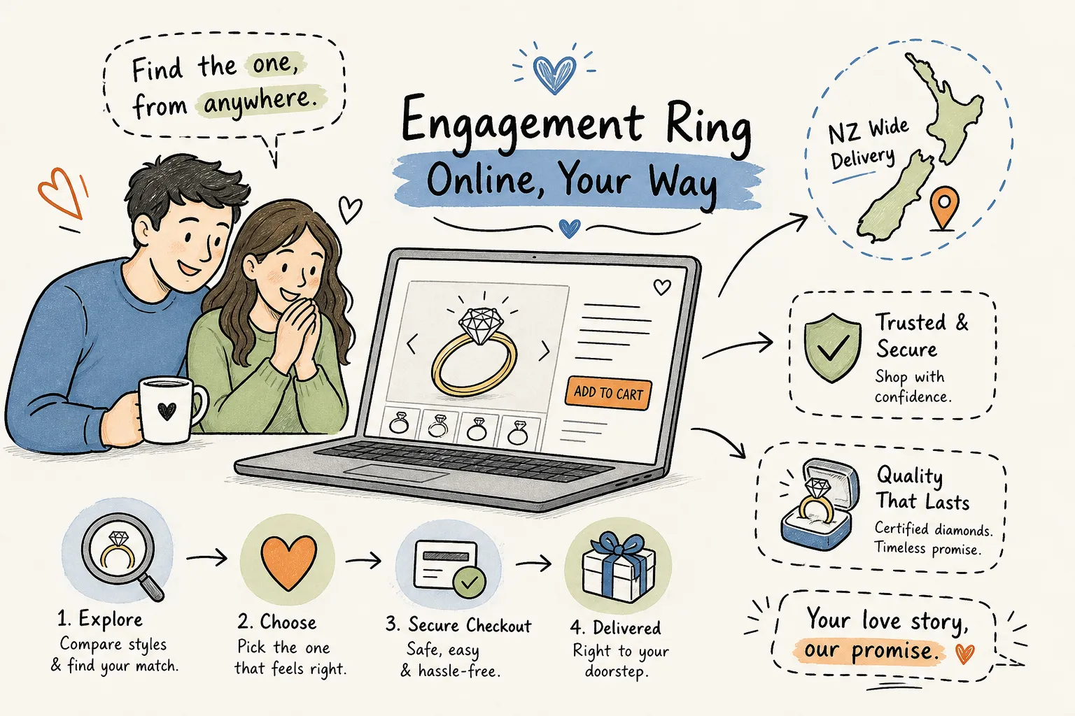 Hands holding an engagement ring box