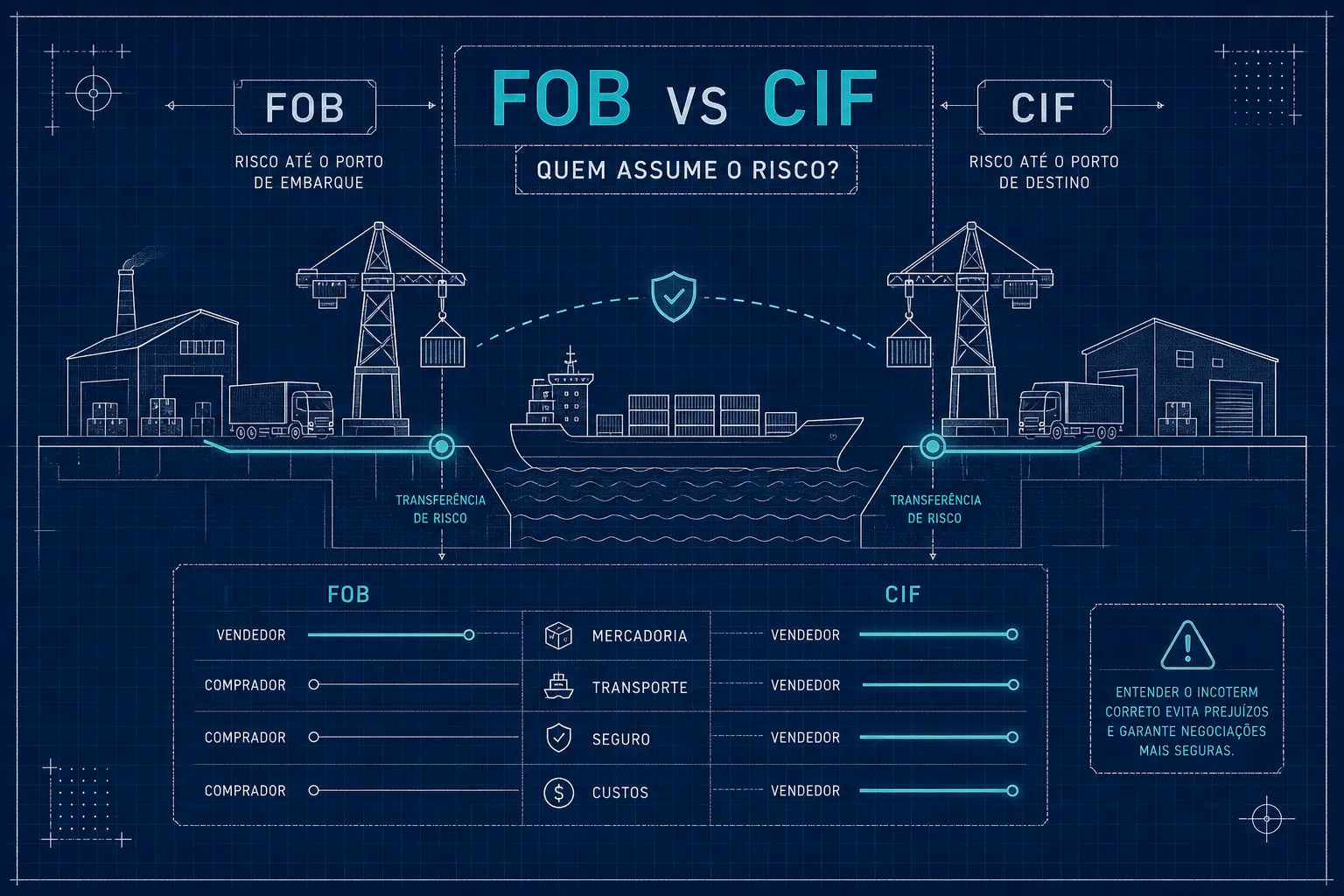 FOB ou CIF na importação brasileira: quem assume o risco?