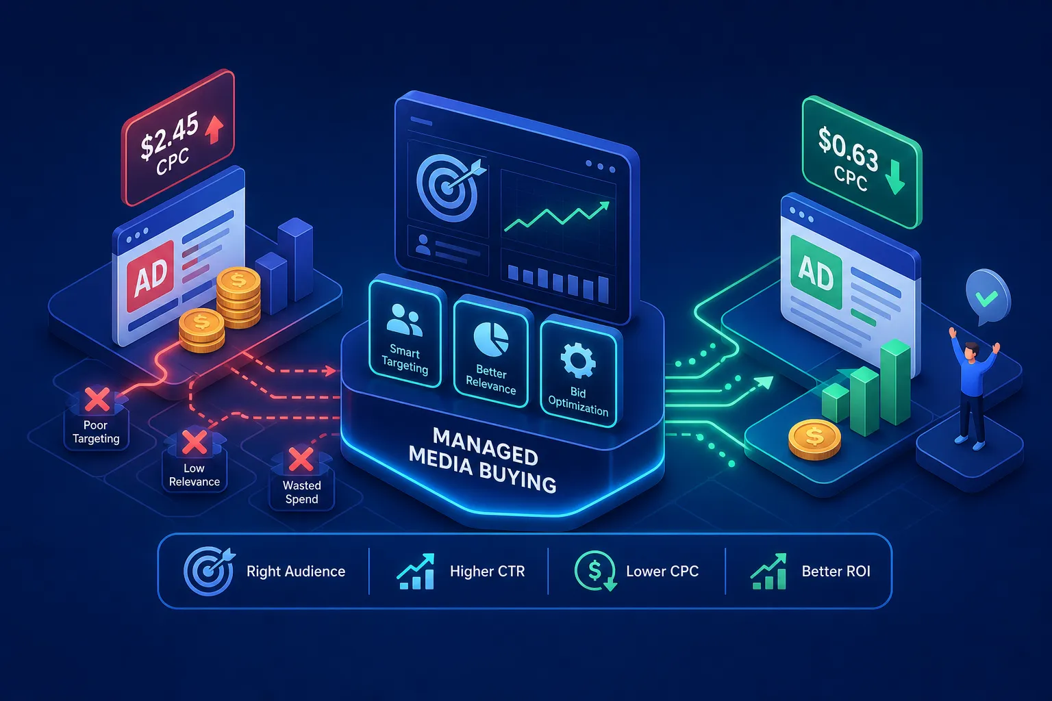How Managed Media Buying Lowers Your Cost Per Click