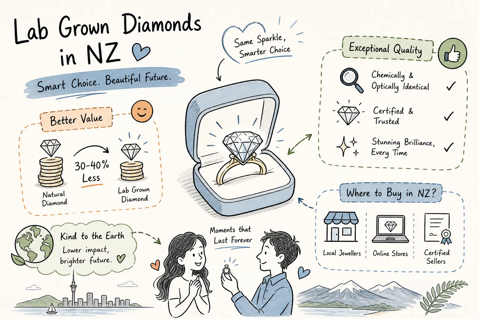 Stunning lab grown diamond in New Zealand