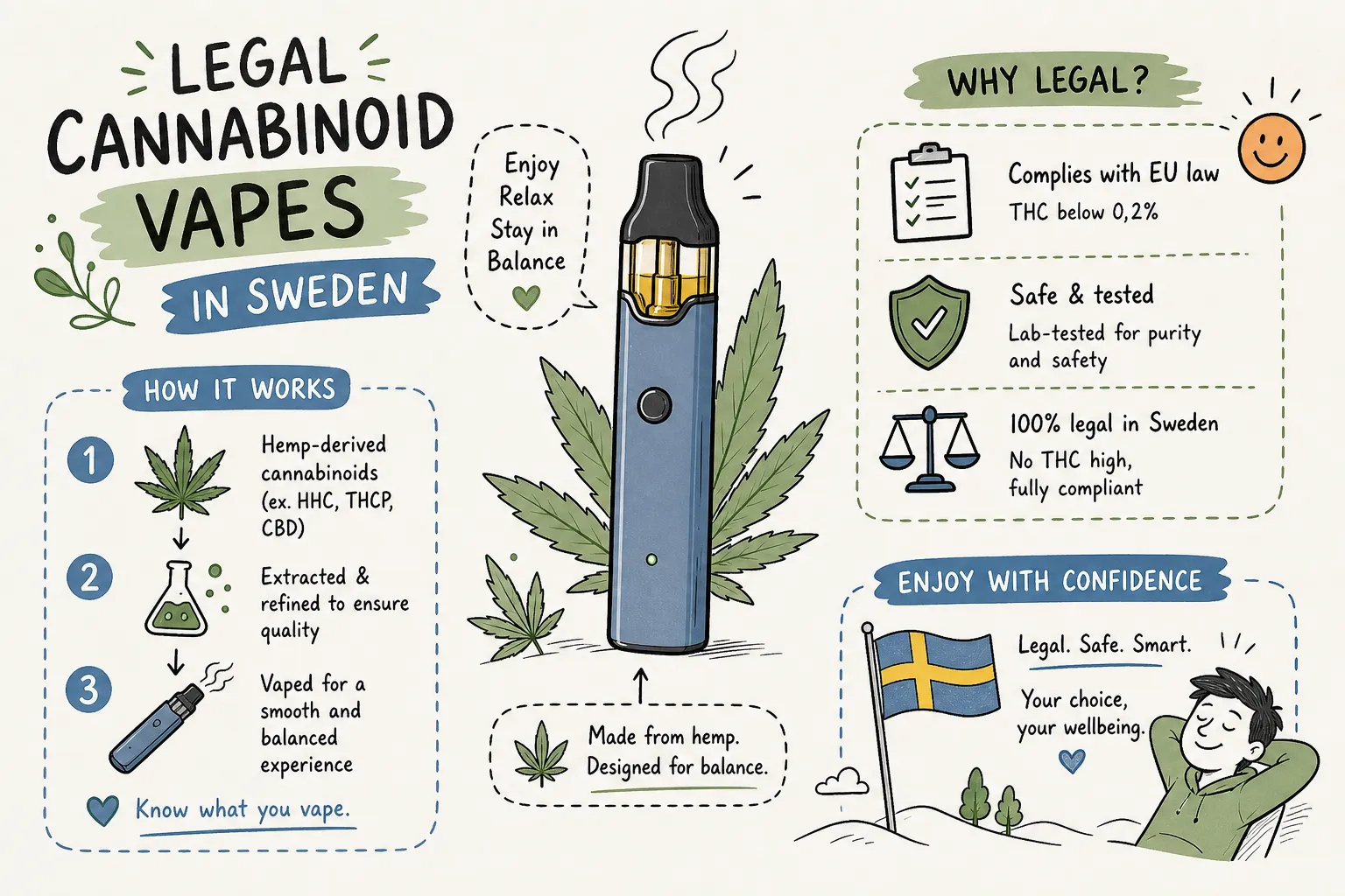 Lagliga cannabinoid vapes i Sverige – så fungerar de