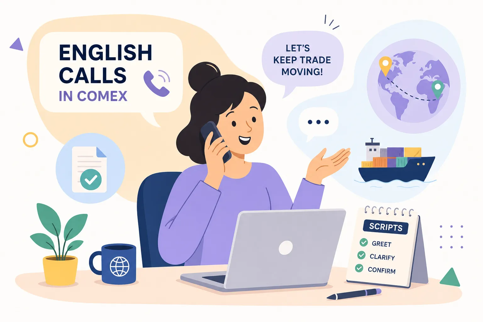 Ligação em inglês no comex: frases e scripts prontos