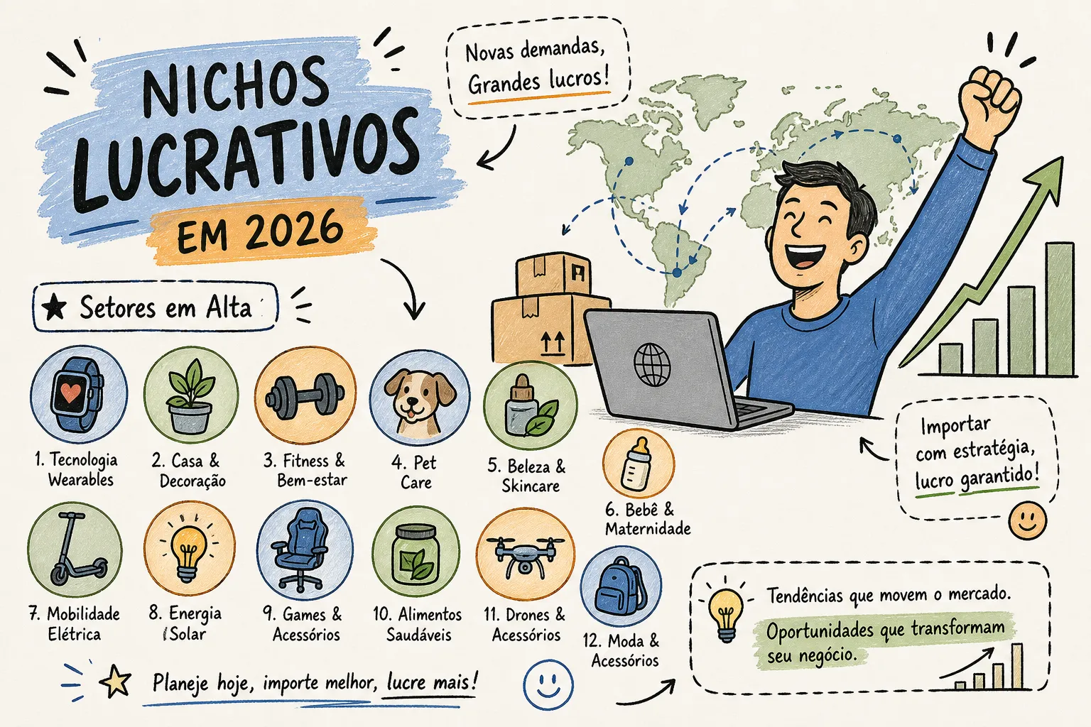 Os 12 nichos de importação mais lucrativos em 2026