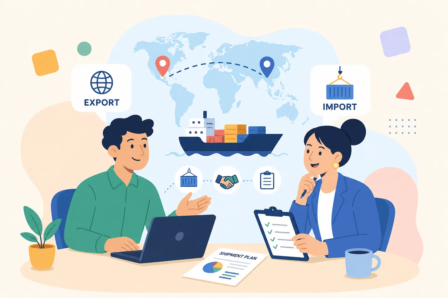 Vocabulário para reuniões de importação e exportação